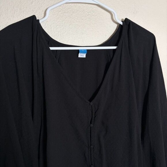 Old Navy Blouse Women's Large Black V-Neck Button Up Lightweight Casual Top - Picture 3 of 8